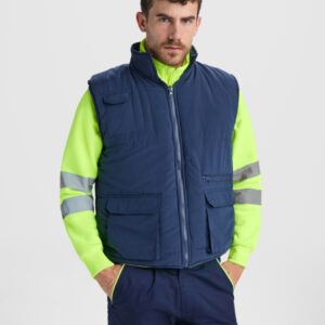 Gilet alta visibilità multitasche PERSEI 9313 giallo fluo blu navy