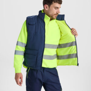 Gilet alta visibilità multitasche PERSEI 9313 giallo fluo blu navy