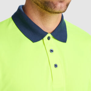 Polo alta visibilità manica corta VEGA 9315 giallo fluo blu navy